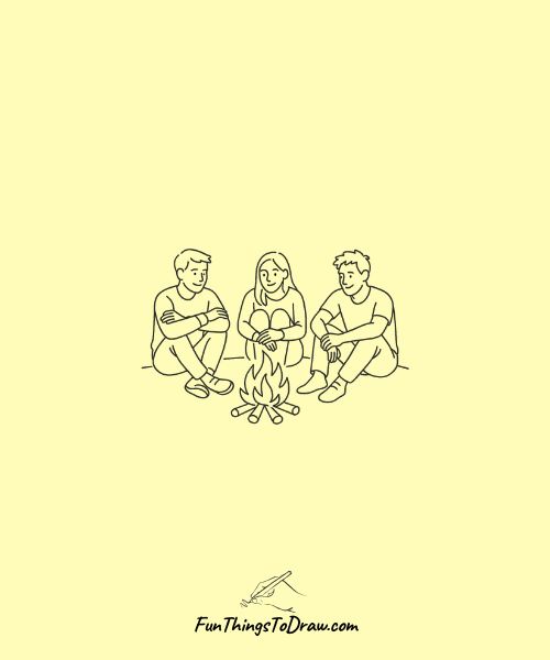 Drawing of campfire story