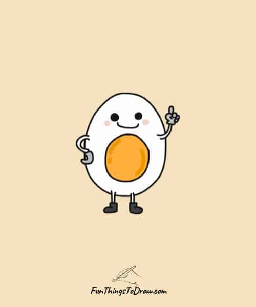 Drawing of cute egg with happy face