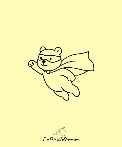 Drawing of a bear as superhero