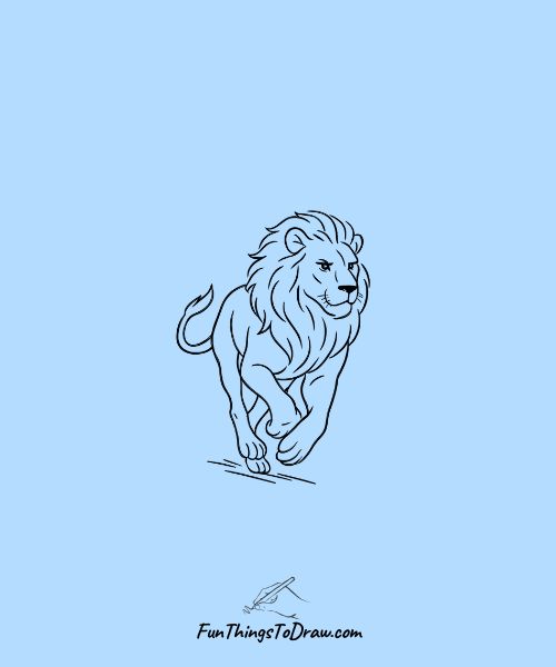 Lion in Motion Running Drawing Idea