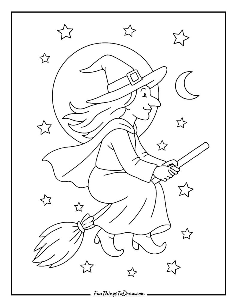 Broomstick Ride coloring page