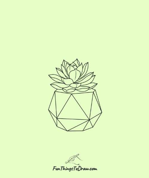 Easy Drawing of Succulent in a Geometric Pot