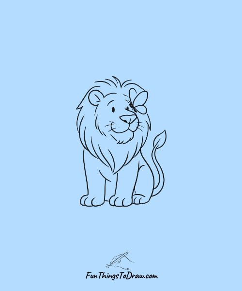 Drawing of Lion with Butterfly