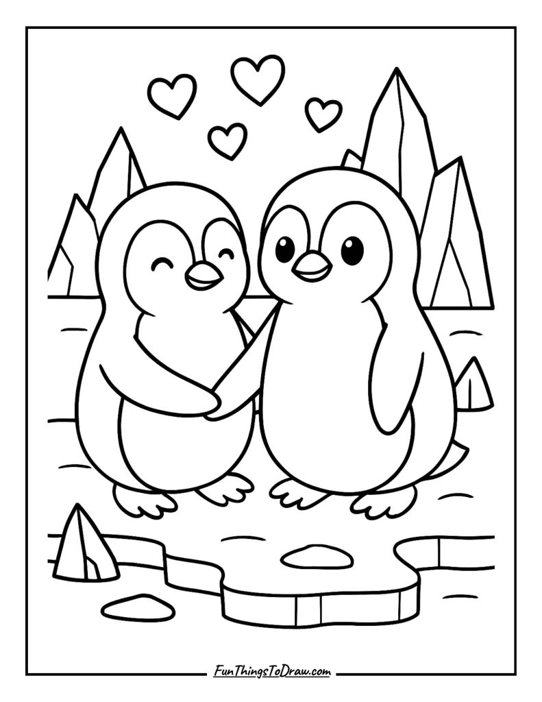 Penguin Couple Coloring Page