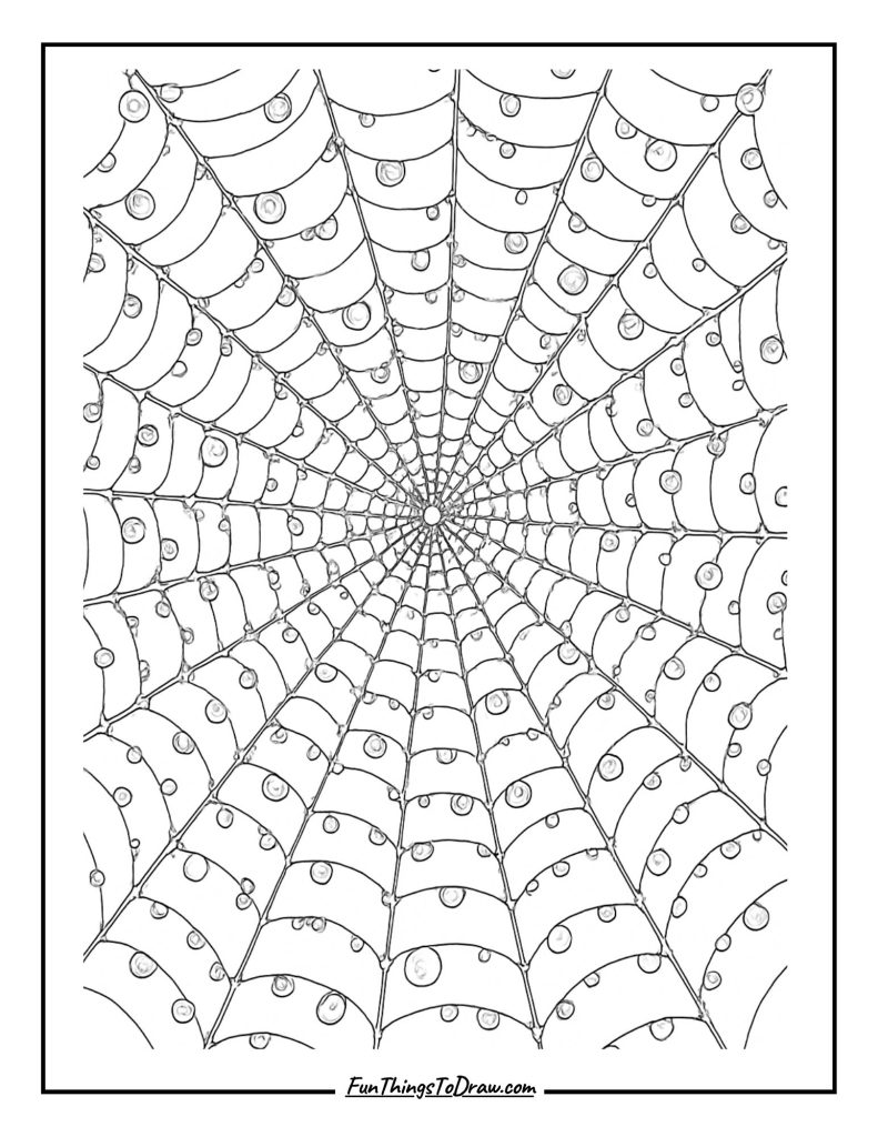 Spider Web Morning Dew coloring page