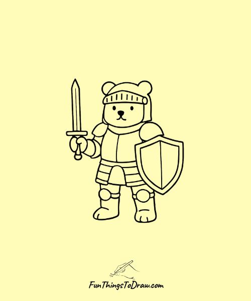 Drawing of a bear as a knight
