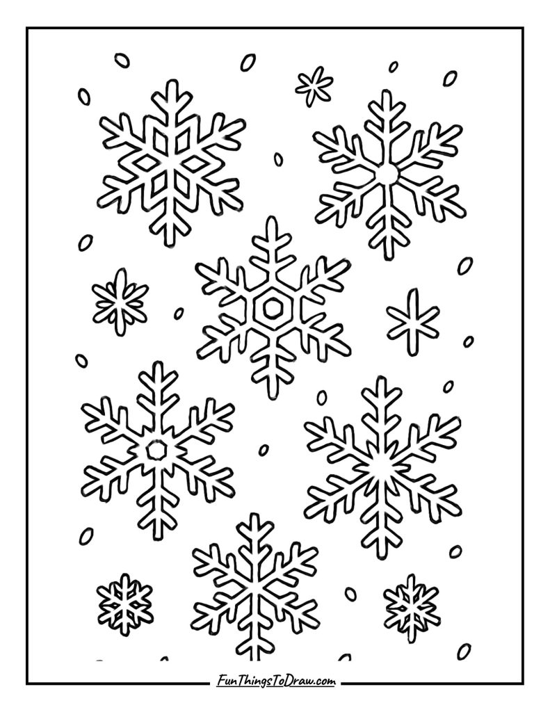 First snowflakes of the season coloring page