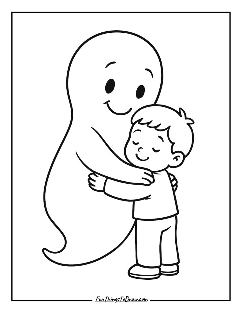 Ghostly Hug coloring page