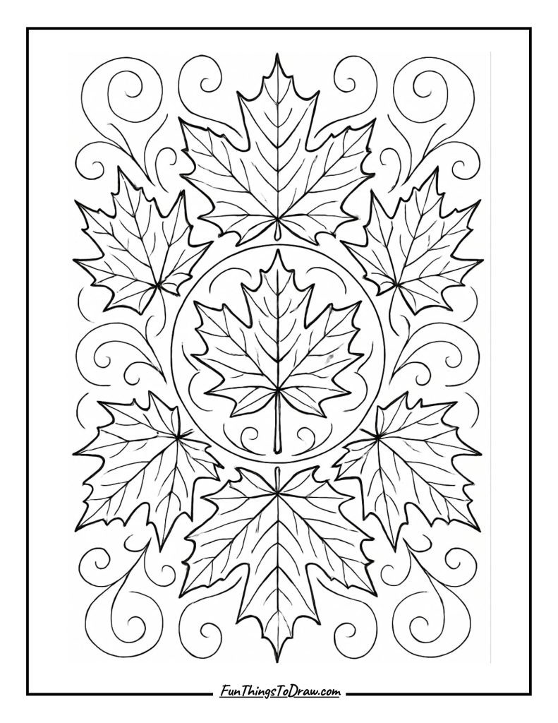 Maple Leaf Mandala Coloring Page