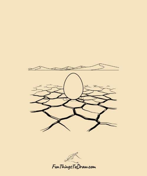 Drawing of Egg in a Desert