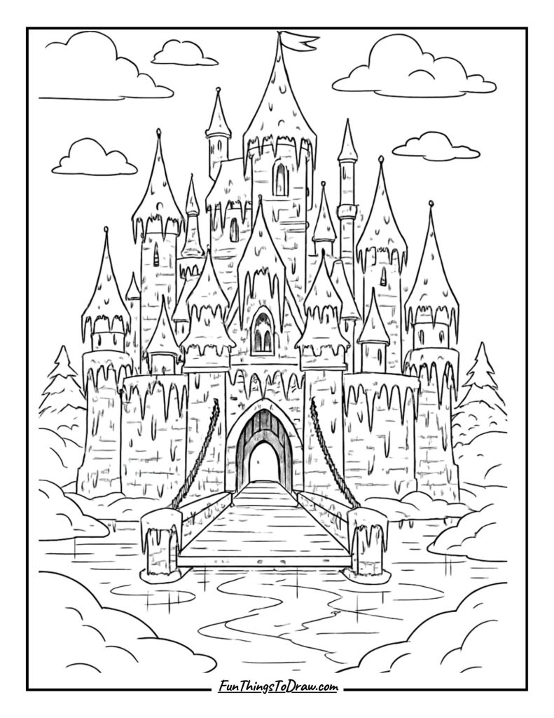 Winter Castle Coloring Sheet