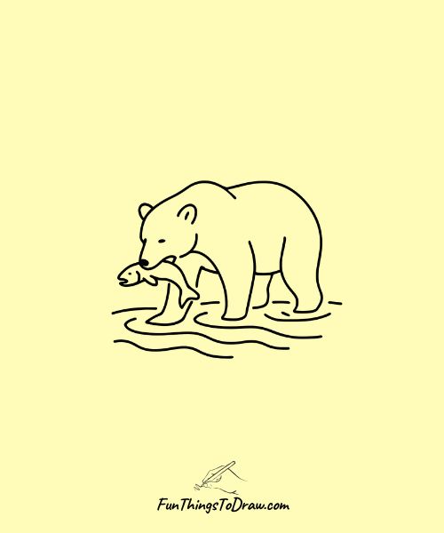 Bear fishing drawing idea