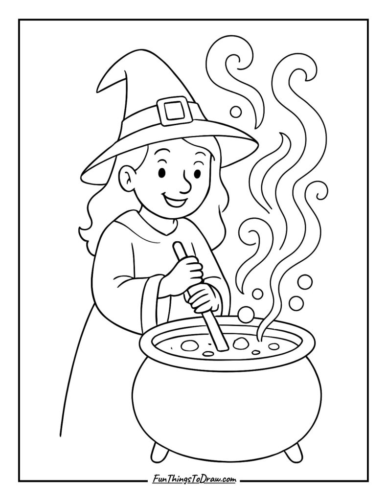 Halloween Coloring Pages (Witch's Brew)