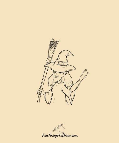  Simple Witch and broom sketch