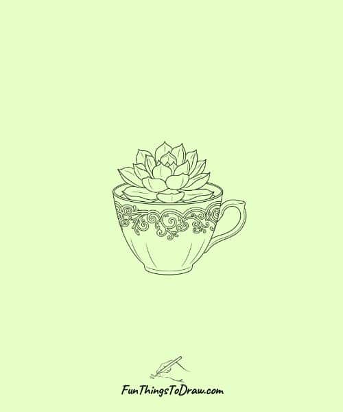 Doodle of Succulent in a Teacup