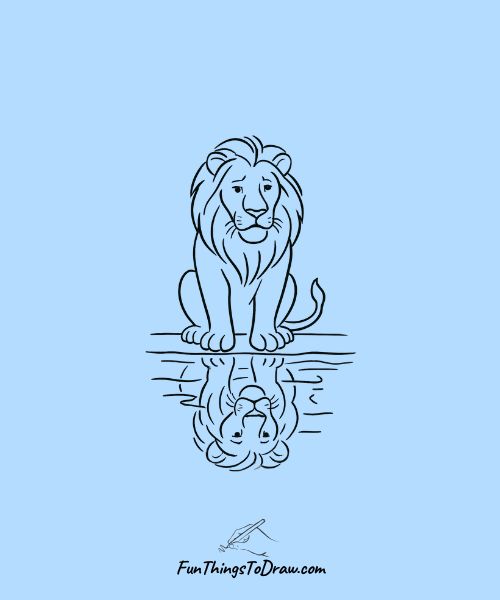 Lion Reflection in Water