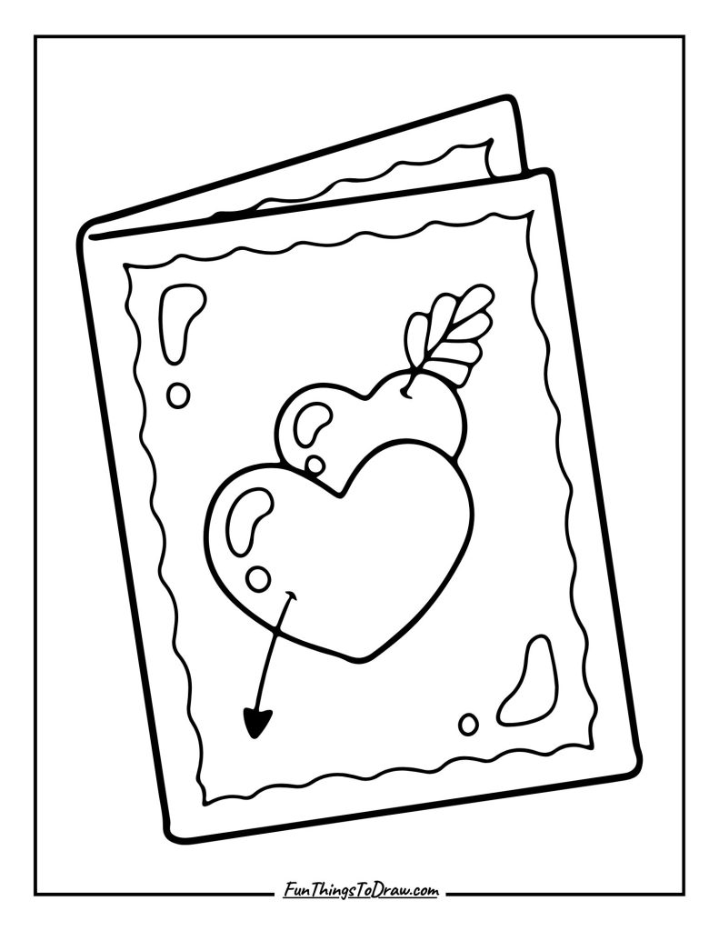 Vintage Valentine's Day Postcard Coloring Page