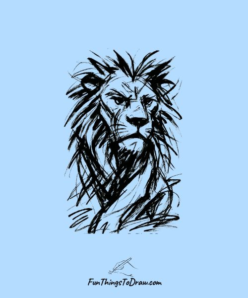 Abstract Expressionist Lion Drawing