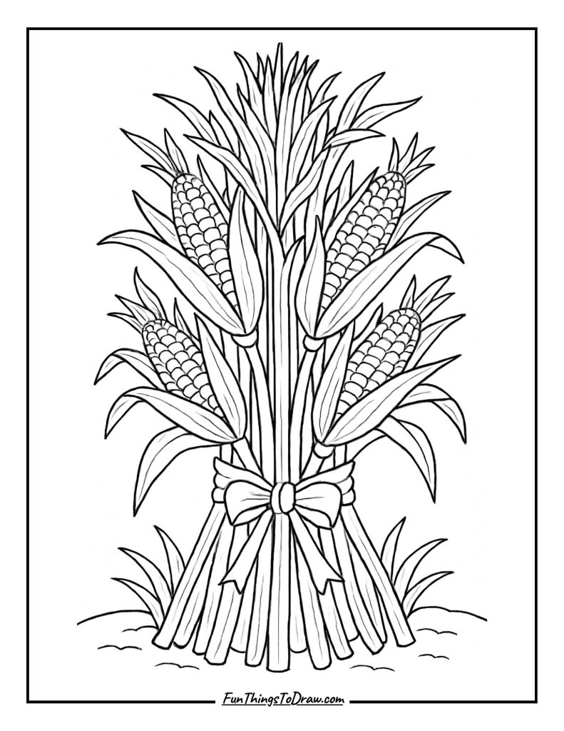 Corn Stalk Bundle Coloring Page