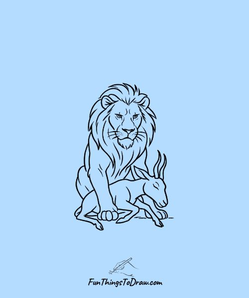 Drawing of Lion with Prey