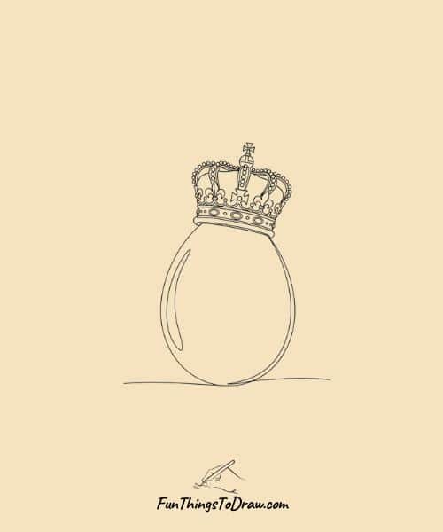 Drawing of egg with crown
