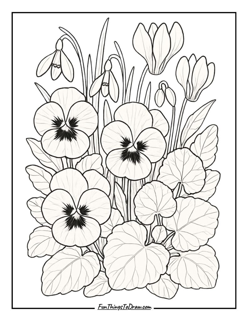 Winter Flowers Coloring Page