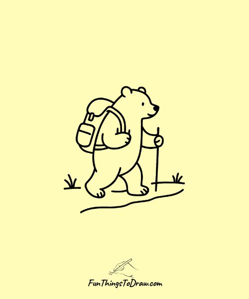 Bear with a backpack hiking
