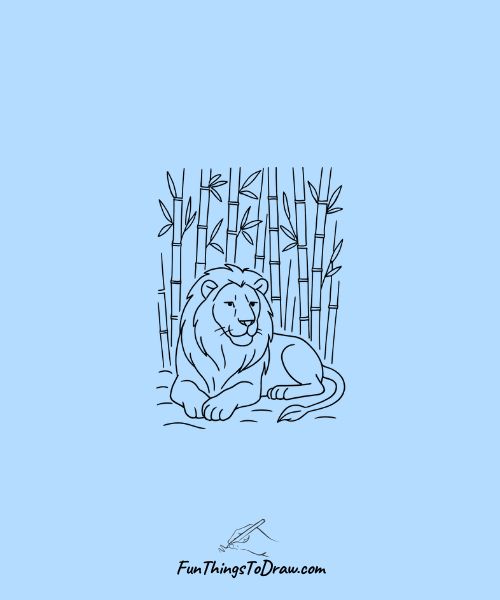 Lion in Bamboo Forest