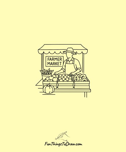 Drawing of Farmers market stall
