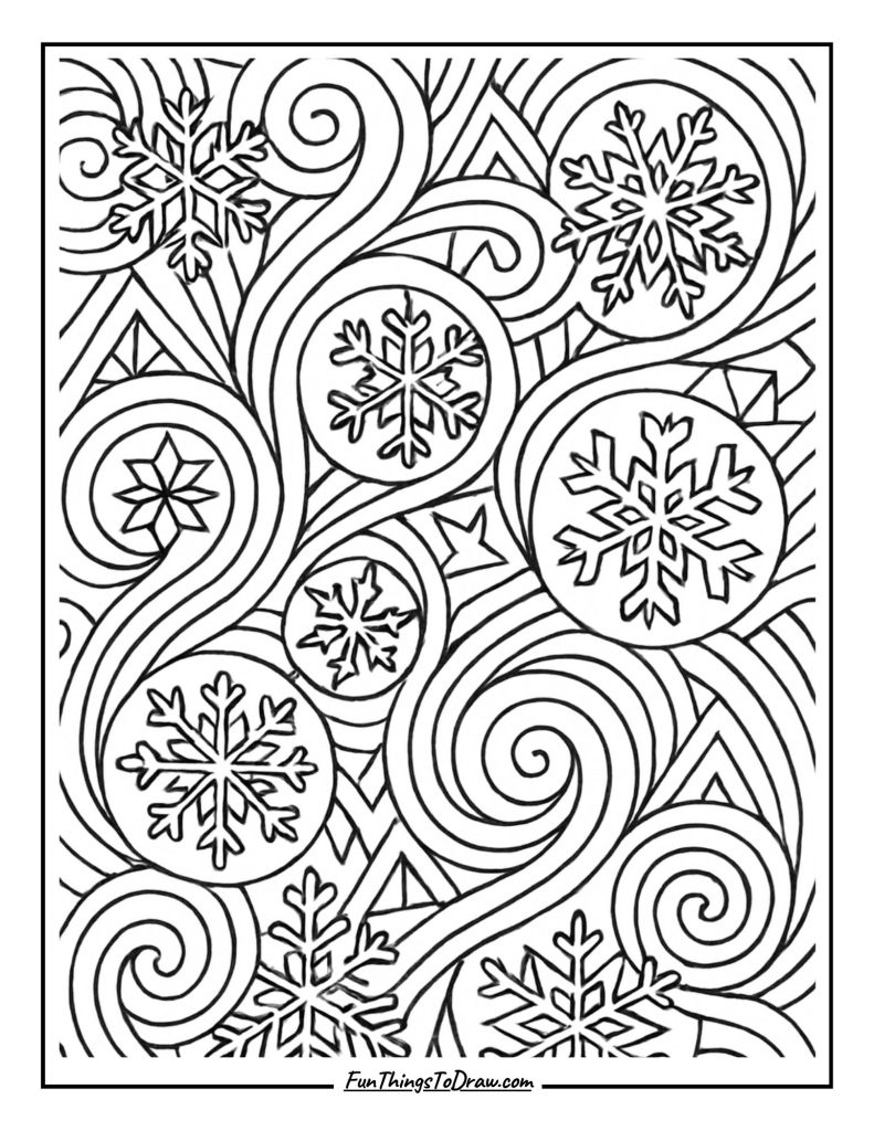 Winter Abstract Pattern Coloring Page