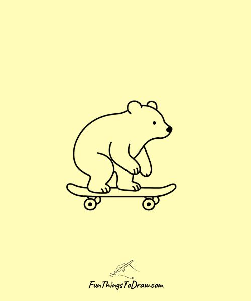 Bear on a skateboard drawing idea
