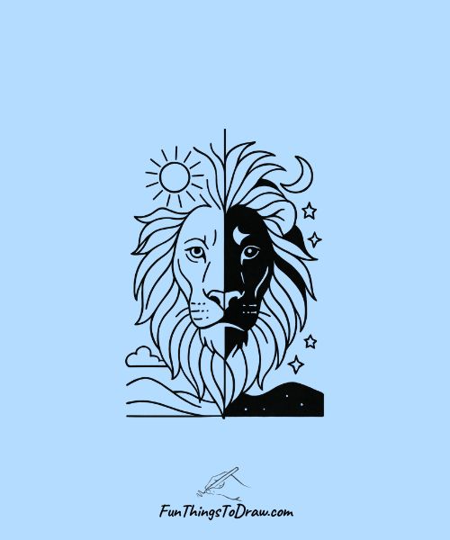 Cool lion drawing idea