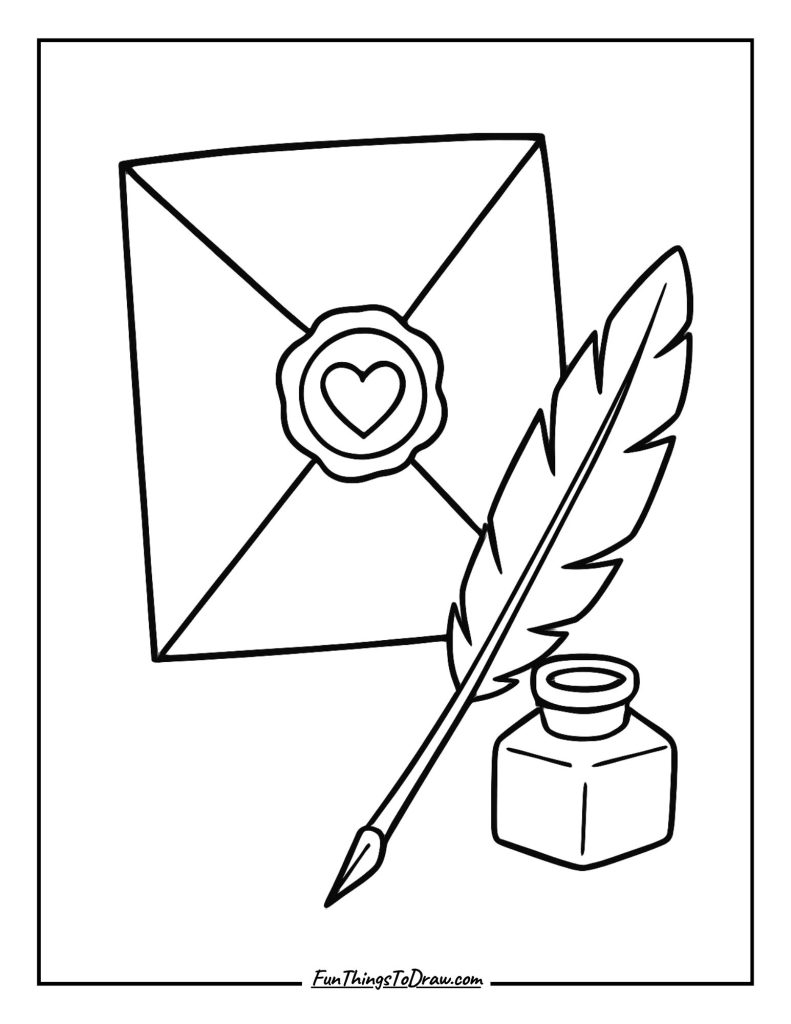 Love Letter with a Seal coloring page