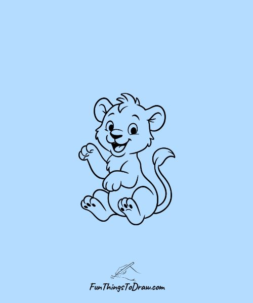 Lion Cub Playing Drawing