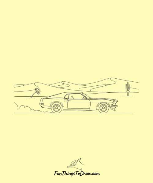 Simple Drawing of Car in a Desert