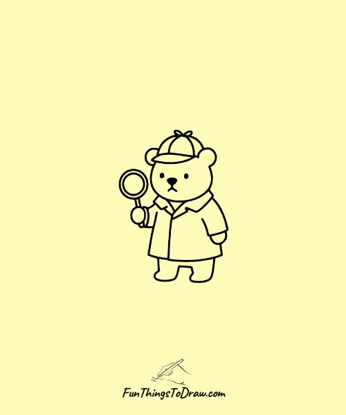 Bear as a detective drawing