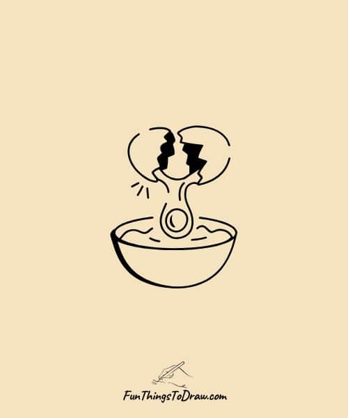 Pouring egg into bowl