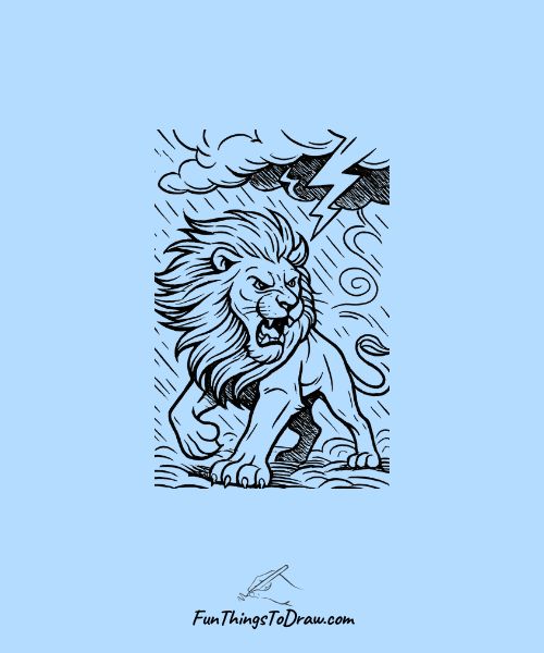 Lion with Weather Elements