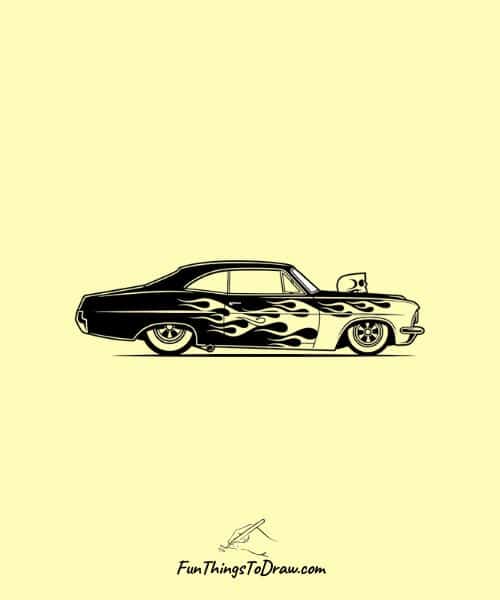 Beautiful Drawing of Car with Custom Paint Job