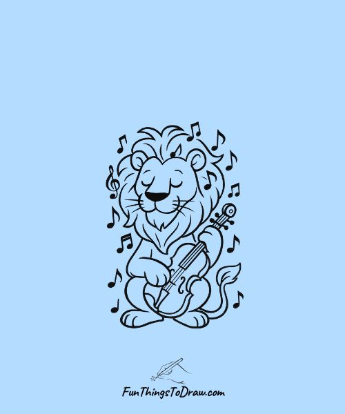 Lion with Musical Elements