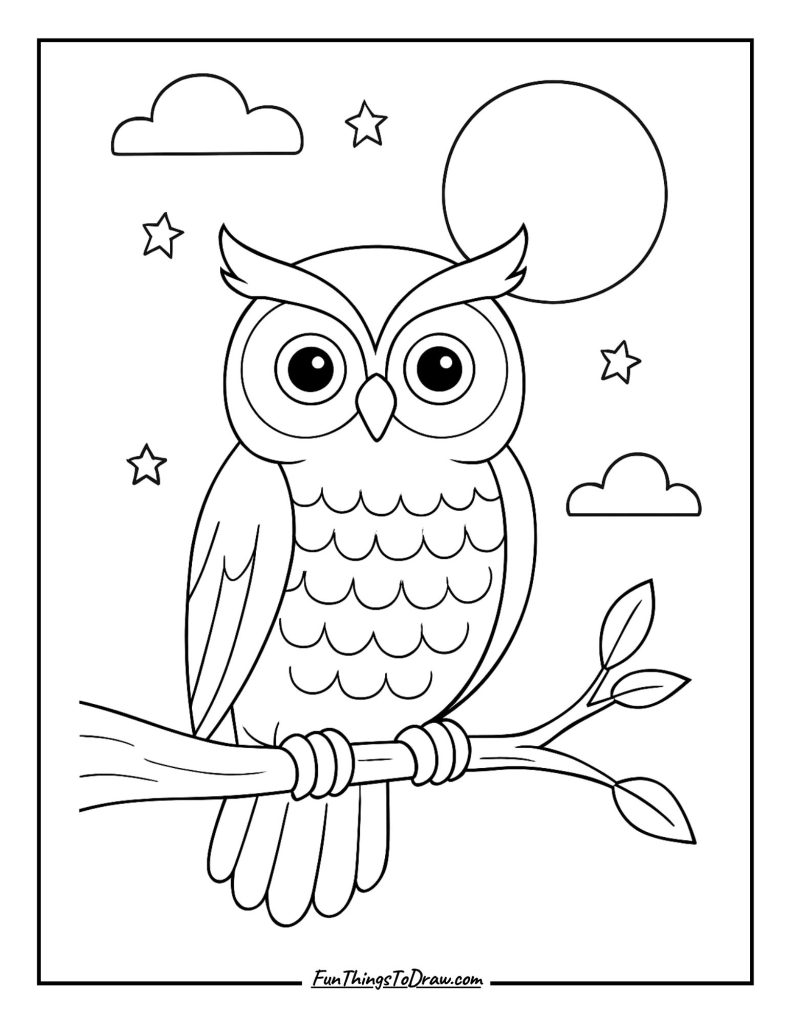 Owl on a Branch Coloring Idea