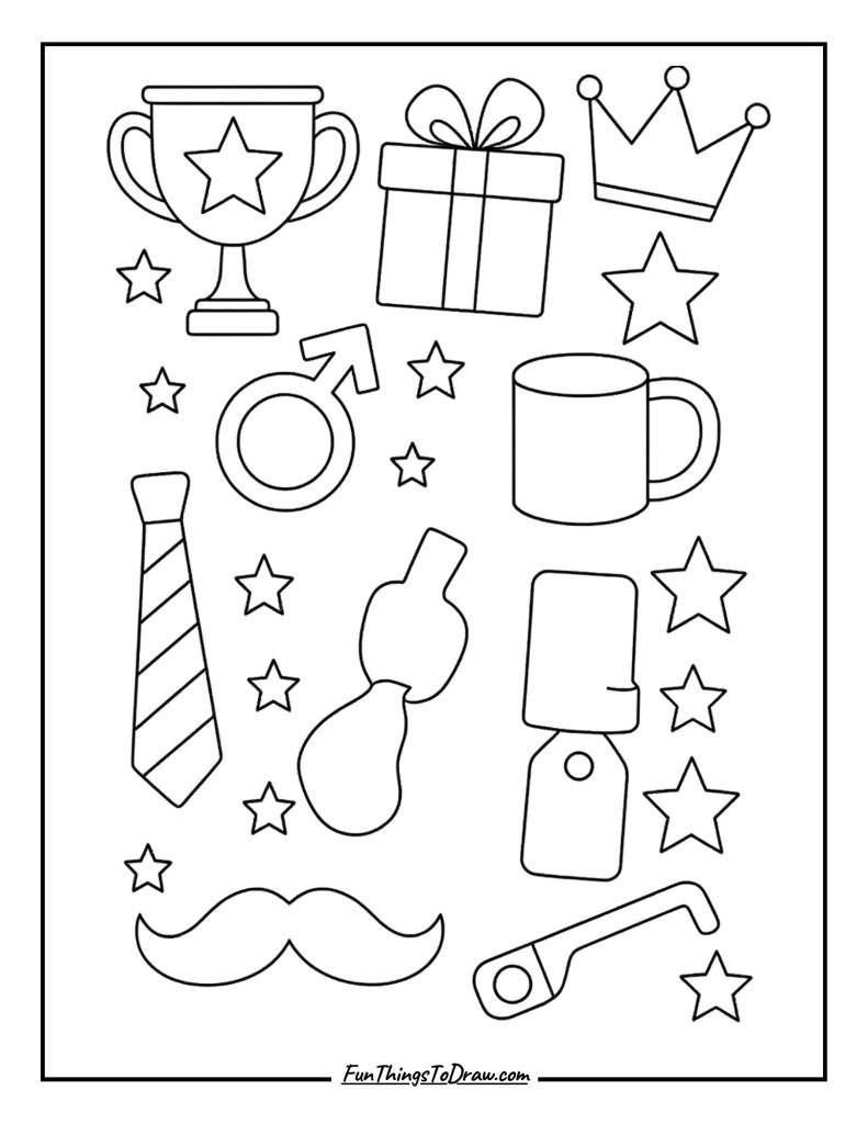 International Men's Day celebration symbols coloring page