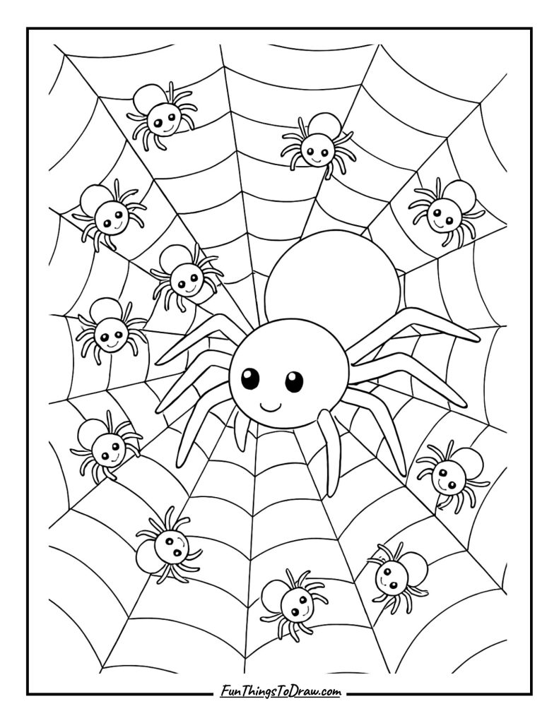 Spider Family Coloring Page