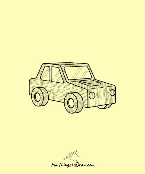 Drawing of Car Made of Wood