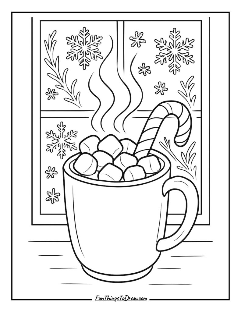 Hot Chocolate with Marshmallows Coloring Idea