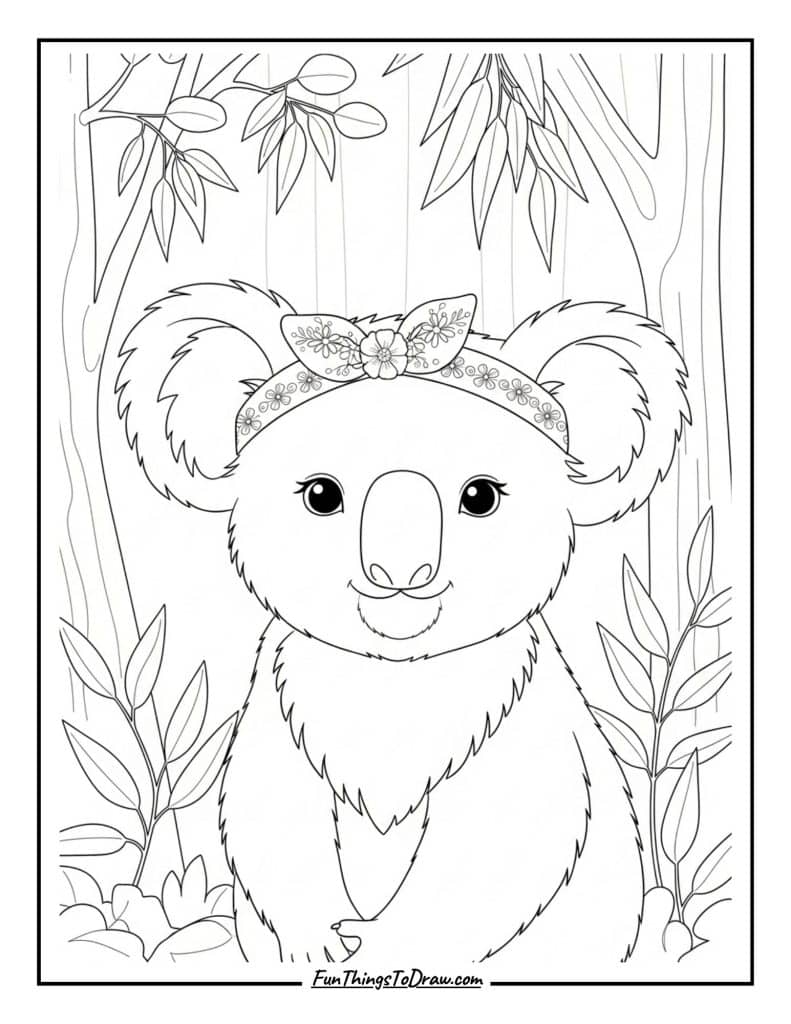 Koala with a Headband Coloring Sheet