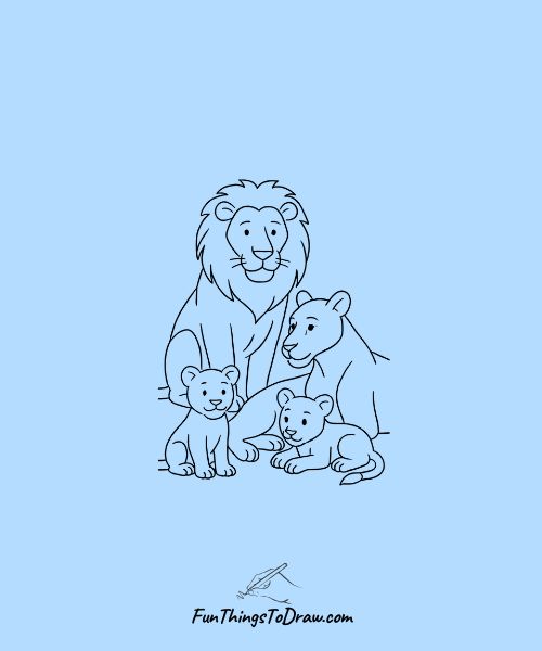 Lion Family Scene Drawing