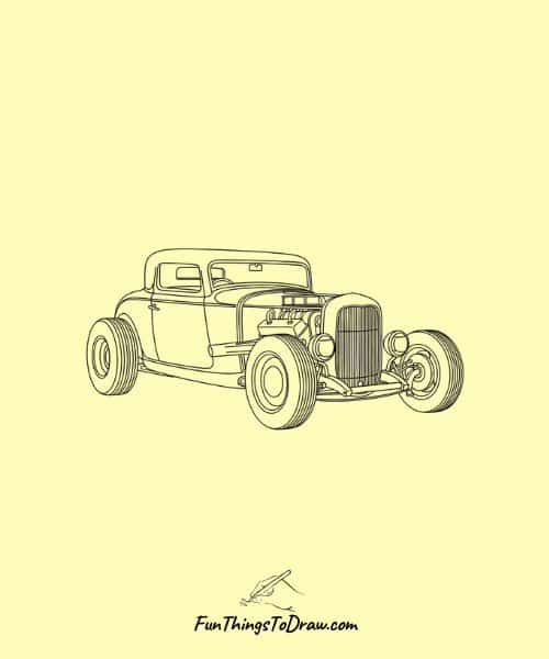 Vintage Hot Rod Car Drawing Idea