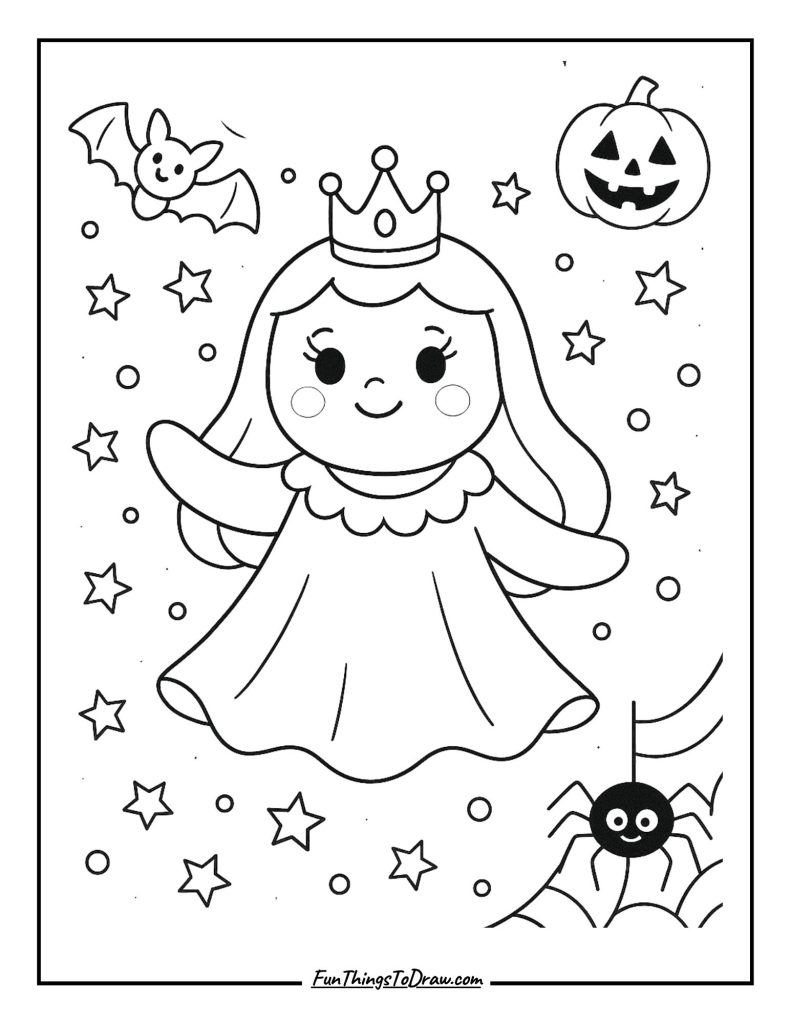 Princess Ghost Coloring Sheet
