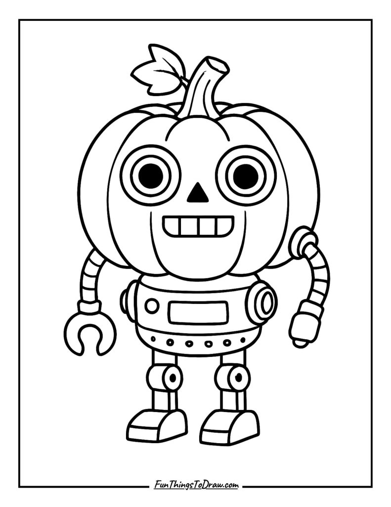 Robot Pumpkin Coloring Page